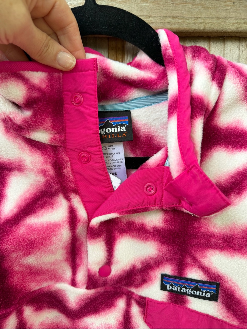 Patagonia Synchilla Fleece Pullover - Hot Pink and White Tie-Dye Sz XL Gorpcore - Picture 4 of 6